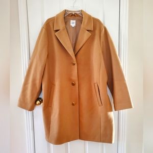 Tan Wool Polyester Blend Coat XXL Women's